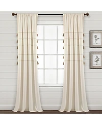 Lush Decor Farmhouse Boho Stripe Woven Tassel Yarn Dyed Cotton Window Curtain Panels
