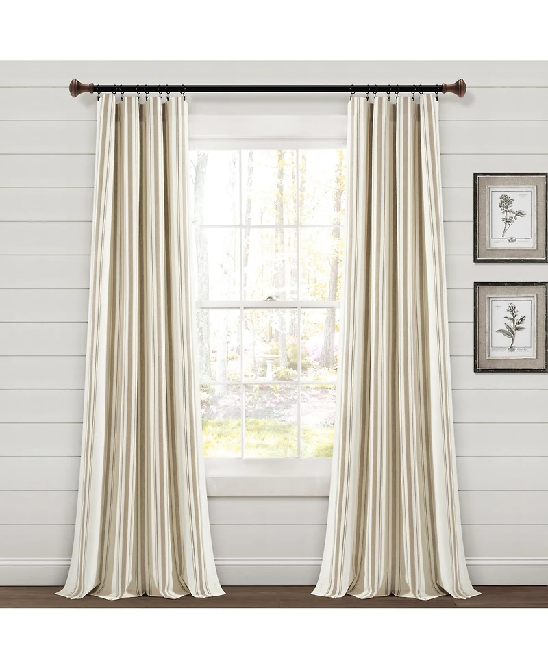 Lush Decor Farmhouse Stripe Yarn Dyed Eco-Friendly Recycled Cotton Window Curtain Panels