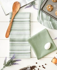 Design Imports Everyday Dishtowel Collection Urban Stripe, 20x30", Artichoke Green, 3 Piece