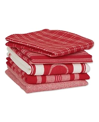 Design Imports Everyday Collection Foodie Kitchen Set, Dishtowel Dishcloth, Red, 5 Piece