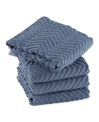 Design Imports Luxury Bar Mop Collection Chevron Dishtowel Set, 16x19", Stonewash Blue, 4 Piece