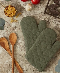 Design Imports Basic Terry Collection 100% Cotton Quilted, Oven Mitt, Artichoke, 2 Piece