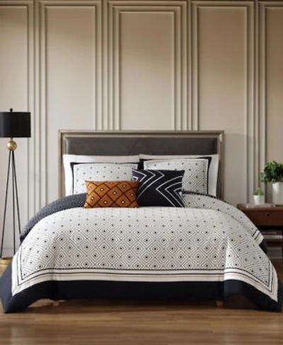 Bebejan Geometric Midnight Black White 5 Piece Reversible Comforter Set