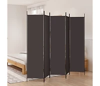 vidaXL 5-Panel Room Divider Brown 98.4"x78.7" Fabric