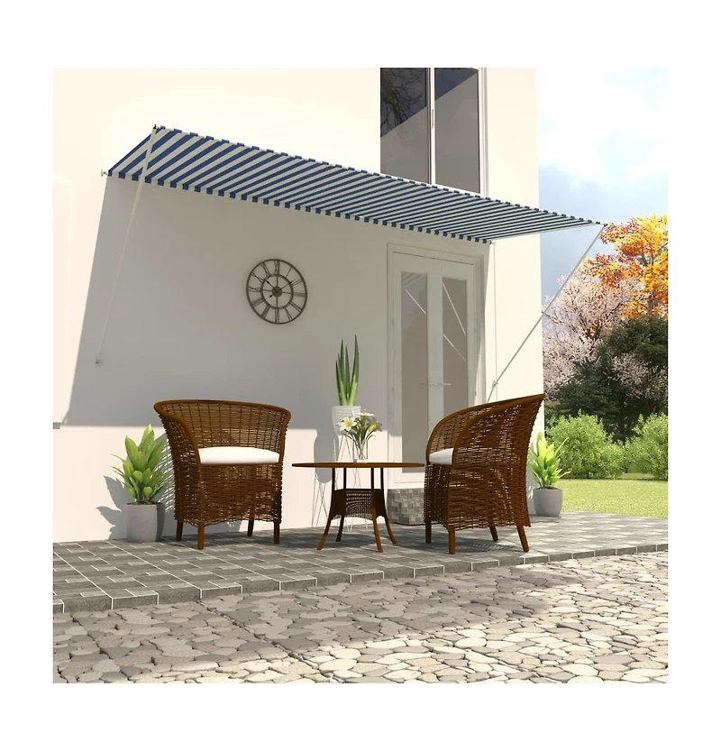 vidaXL Retractable Awning 118.1"x59.1" Blue and White