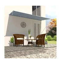 vidaXL Retractable Awning 118.1"x59.1" Blue and White