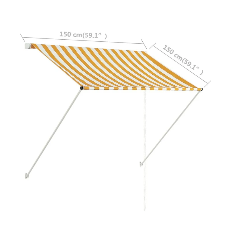 vidaXL Retractable Awning 59.1"x59.1" Yellow and White