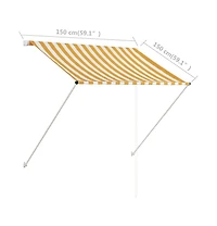 vidaXL Retractable Awning 59.1"x59.1" Yellow and White
