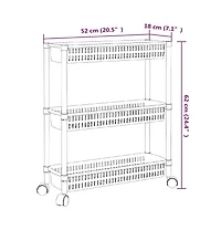 vidaXL 3-Tier Storage Trolley Silver and White Aluminum