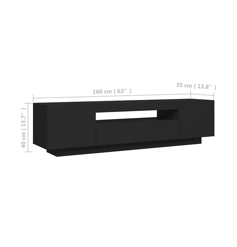vidaXL Tv Stand with Led Lights Black 63"x13.8"x15.7"