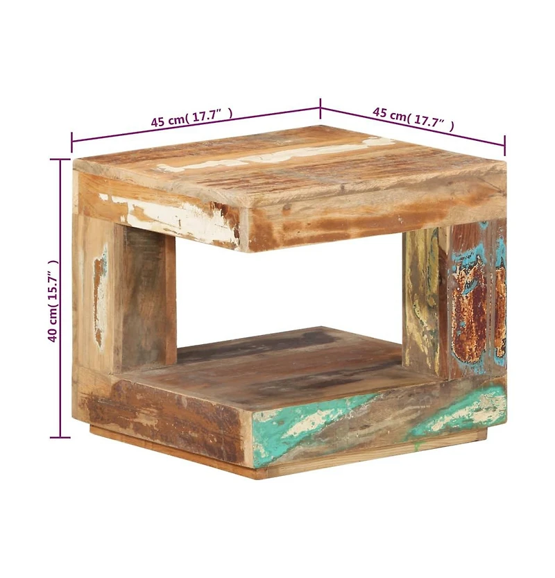 vidaXL Coffee Table 17.7"x17.7"x15.7" Solid Wood Reclaimed