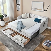 Simplie Fun Twin Daybed with Trundle, Storage Drawers & Flat Arms