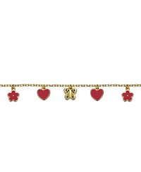 GiGiGirl Toddler/Kids 14k Gold Plated Red Enamel Dangle Charm Bracelet