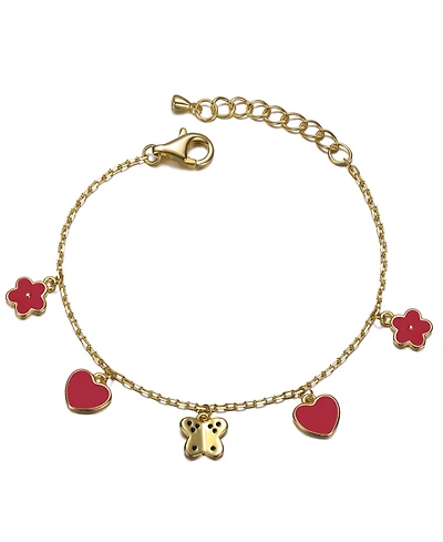GiGiGirl Toddler/Kids 14k Gold Plated Red Enamel Dangle Charm Bracelet
