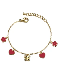 GiGiGirl Toddler/Kids 14k Gold Plated Red Enamel Dangle Charm Bracelet