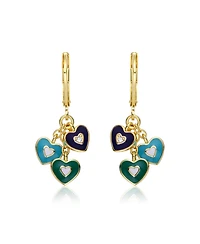 GiGiGirl 14k Yellow Gold Plated Dangling Heart Enamel earrings for Kids