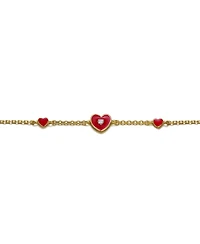 GiGiGirl 14k Yellow Gold Plated Adjustable Bracelet with Heart charms and Red Enamel for Kids