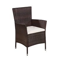 Patio Chair and Stool with Cushions Poly Rattan Brown