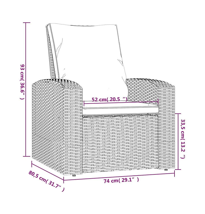 Patio Reclining Chair with Cushions Gray Poly Rattan