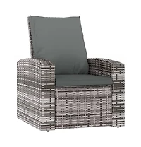 Patio Reclining Chair with Cushions Gray Poly Rattan