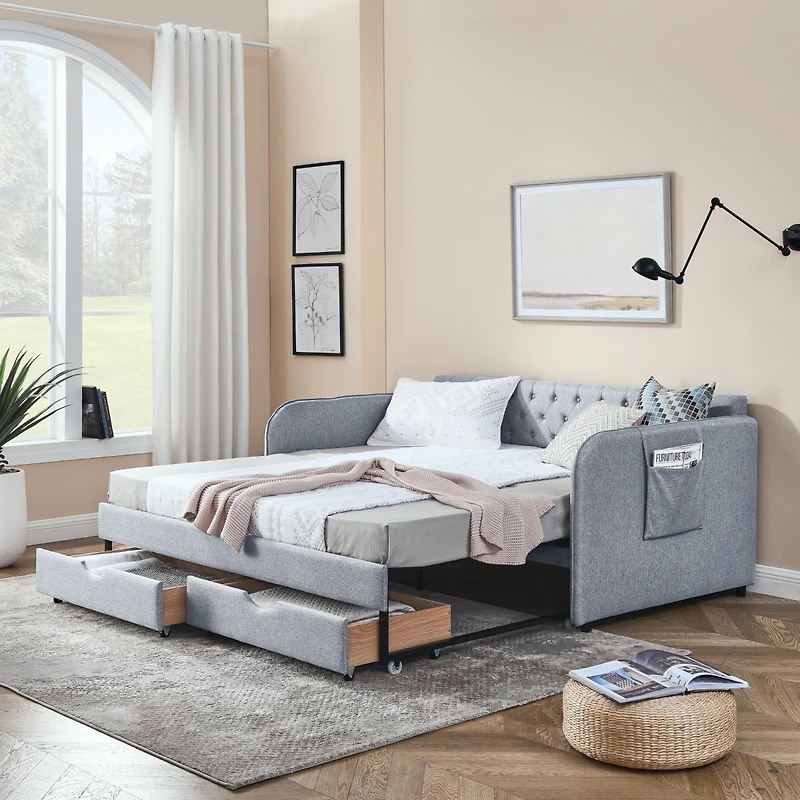 Streamdale Upholstered Daybed with Trundle and Storage_Drawers