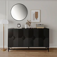 Streamdale Black Lacquered Wooden Sideboard Buffet Cabinet