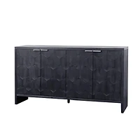 Streamdale Farmhouse Style 4-Door Storage Cabinet in Distressed Black