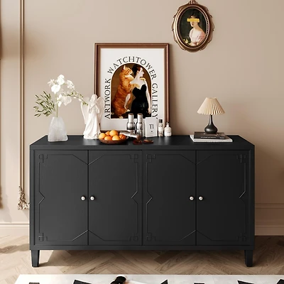 Streamdale 4-Door Matte Black Accent Cabinet for Multiple Rooms