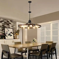 8-Light Retro Farmhouse Chandelier For Kitchen, Living Room, Dining Room(No Bulbs)