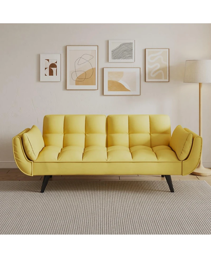 Streamdale Furniture Comfortable 57" Yellow Sofa with Throw Pillow