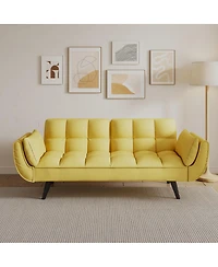 Streamdale Furniture Comfortable 57" Yellow Sofa with Throw Pillow
