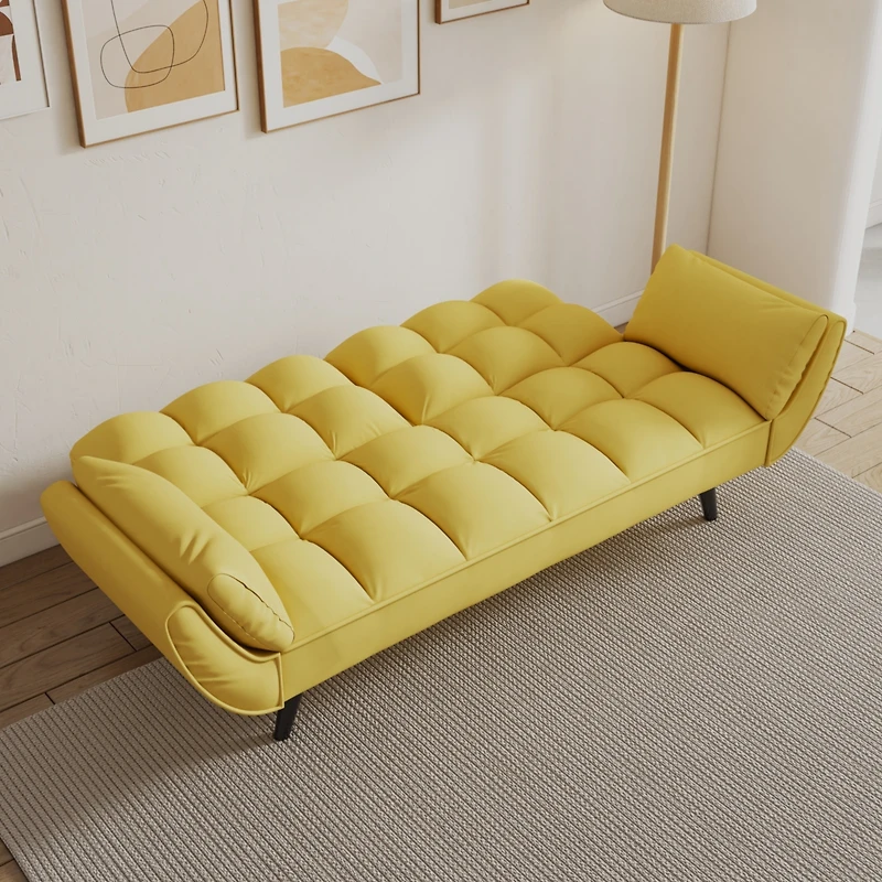 Streamdale Furniture Comfortable 57" Yellow Sofa with Throw Pillow