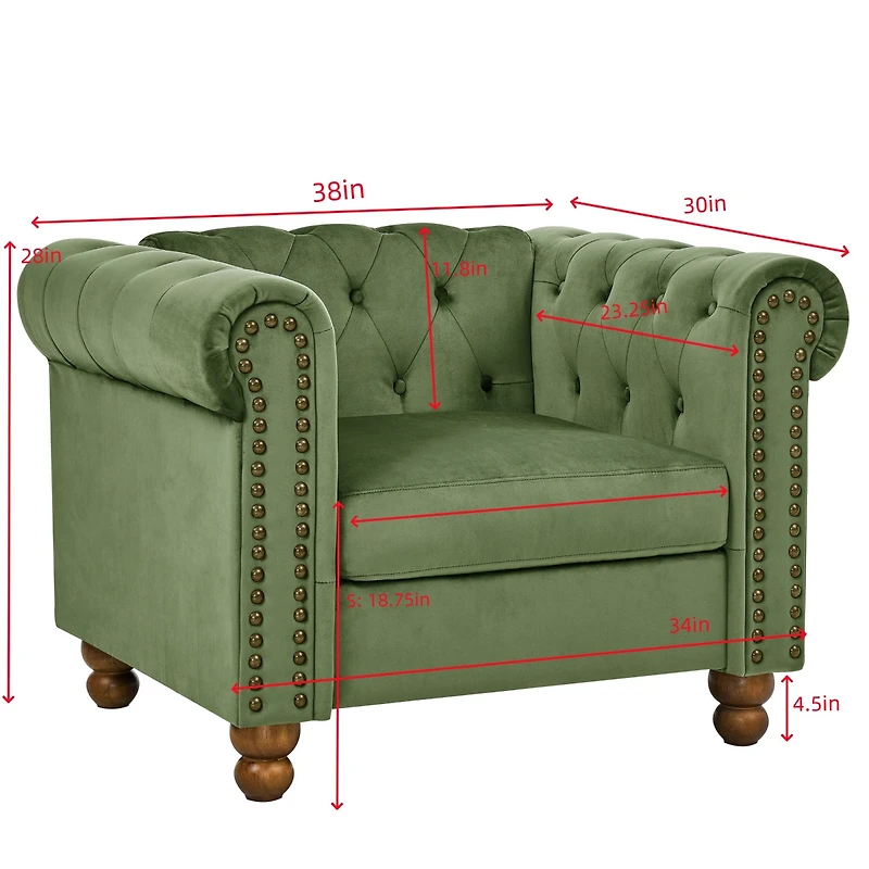Streamdale Furniture Green Velvet Tufted Sofa Settee