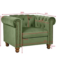 Streamdale Furniture Green Velvet Tufted Sofa Settee