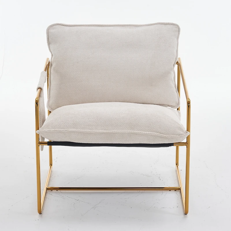 Streamdale Gold-plated Upholstered Armchair with Arm Pockets