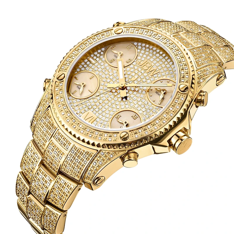 Jbw Men's Jet Setter Diamond (2 ct.t.w.) 18k Gold Plated Stainless Steel Watch