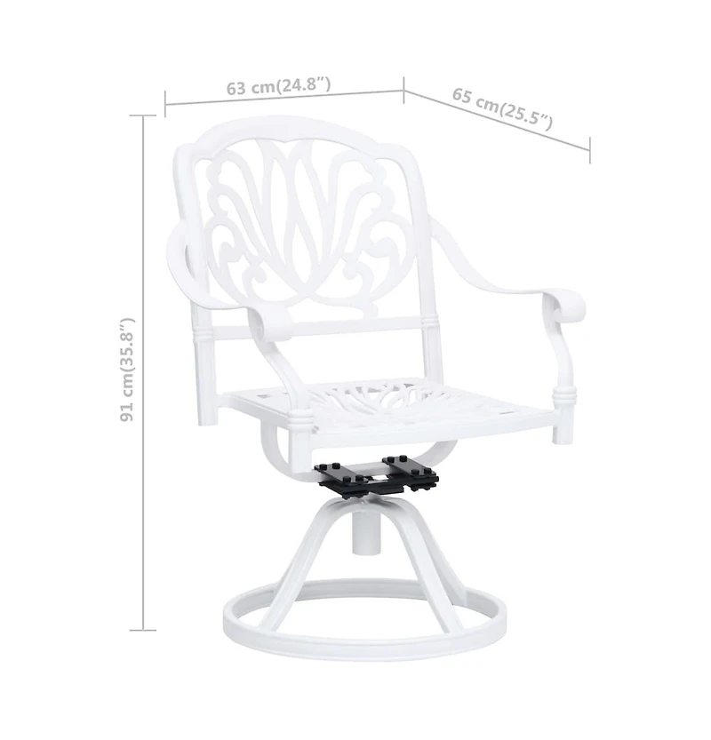 vidaXL Swivel Patio Chairs 2 pcs Cast Aluminum White