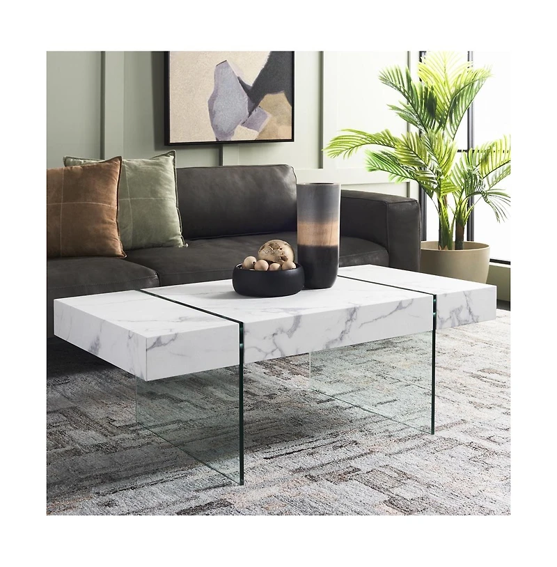 Jacob Rectangular Glass Leg Modern Coffee Table