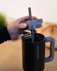 Grosche 40oz Insulated Tumbler with Straw and Handle, 2pk