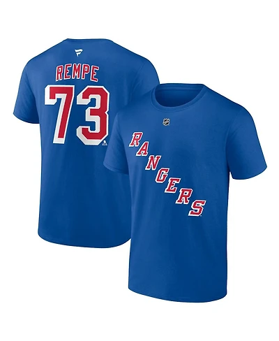 Fanatics Men's Matt Rempe Blue New York Rangers Authentic Stack Name Number T-Shirt