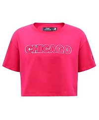 Pro Standard Women's Pink Chicago Cubs Triple Boxy Cropped T-Shirt