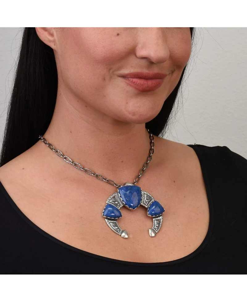 American West Jewelry Sterling Silver Genuine Gemstone Naja Pendant Enhancer