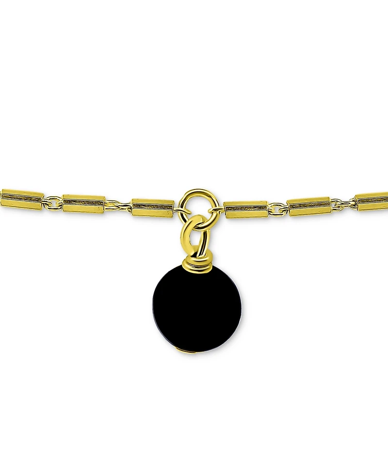 Giani Bernini Onyx Dangle Cylinder Link Ankle Bracelet in 18k Gold-Plated Sterling Silver, Created for Macy's