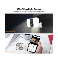 Wireless Floodlight 1080P Security Camera with Solar Panel and 16GB Tf Card