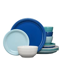 Fiesta Mixed Coastal Blues Bistro 12 Pc. Dinnerware Set, Service for 4