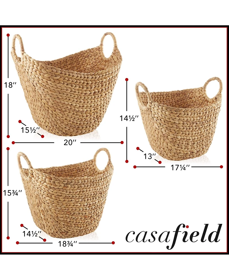 Casafield Set of 3 Boat Baskets with Handles