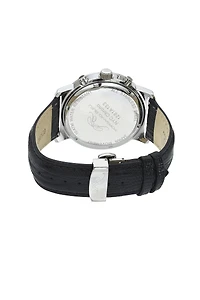 Porsamo Bleu Nyc Chrono Genuine Leather Silver Tone & Black Men's Watch 1281ANYL