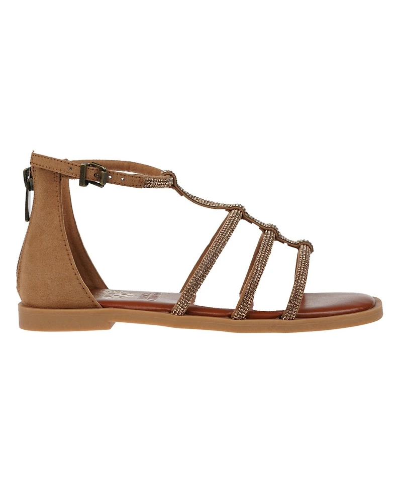 Vince Camuto Big Girl's Fashion Sandal with Micro Stone Strappy Upper Glass stones/Polyester Sandals