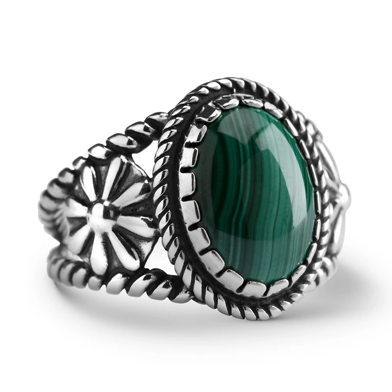 American West Jewelry Sterling Silver Women's & Men's Ring Genuine Gemstone Native-Inspired Flower Design Sizes 5- 10
