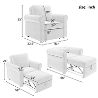 Streamdale Convertible 3-in-1 Chair Bed for Adults